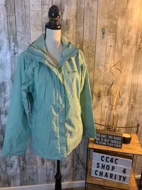 Columbia Women's Light Mint Green Ski Jacket with Hood